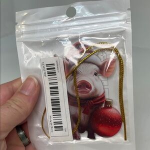 Cute Pig Christmas Ornament with Gold String